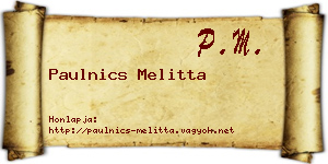 Paulnics Melitta névjegykártya